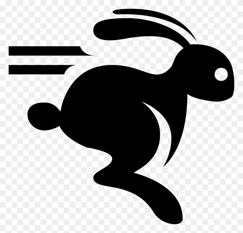 980x940 Clip Black And White Running Free Onlinewebfonts Running Rabbit Icon, Stencil, Hammer HD PNG Download