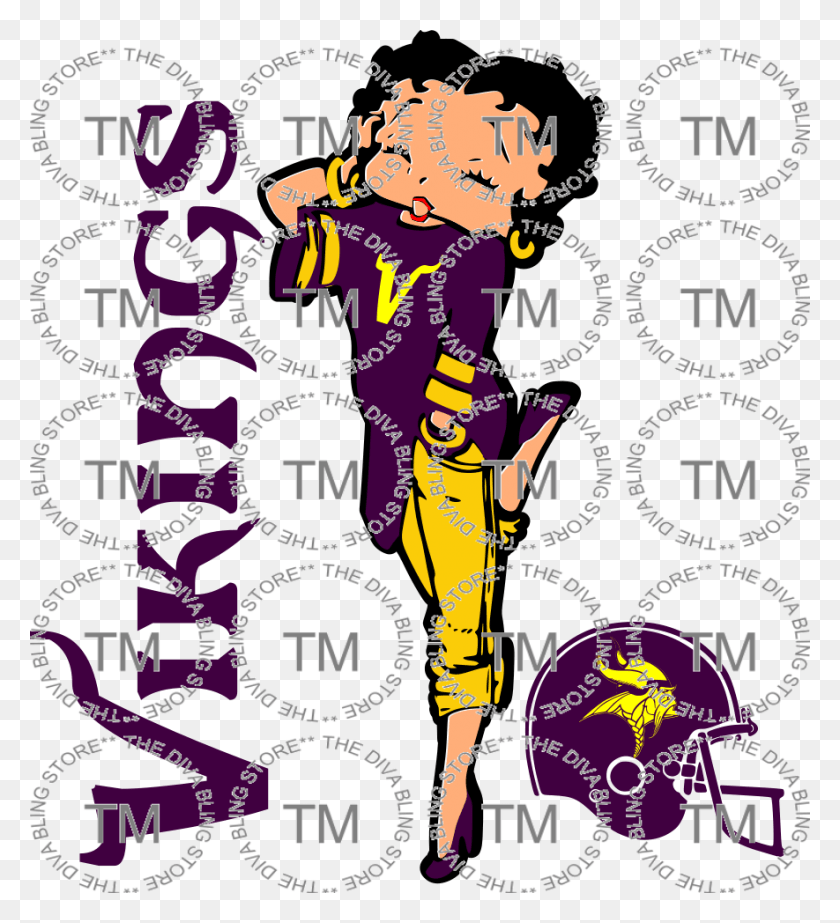 885x980 Descargar Png Betty Boop Vikings The Diva Bling Minnesota Vikings Png