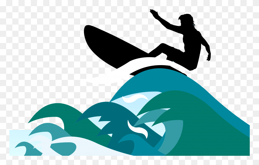 2744x1679 Clip Royalty Free Stock Surfboard Clip Art Perfect Wave And Surf Board Clipart, Green, Graphics HD PNG Download