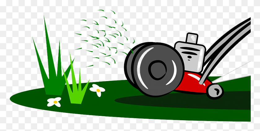 938x440 Clip Transparent Lawn Mower Pin Grass View All Garden Cartoon Guy Mowing The Lawn, Electronics, Camera, Light HD PNG Download