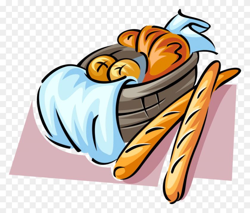 832x700 Clip Transparent Library Baguette With Croissant Vector French Bread Clipart, Basket, Shopping Basket HD PNG Download