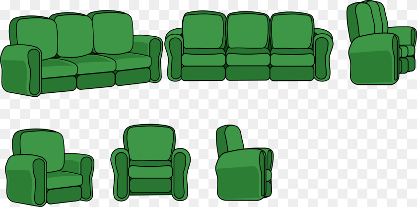 2400x1191 Clipart, Green, Couch, Furniture, Chair Sticker PNG