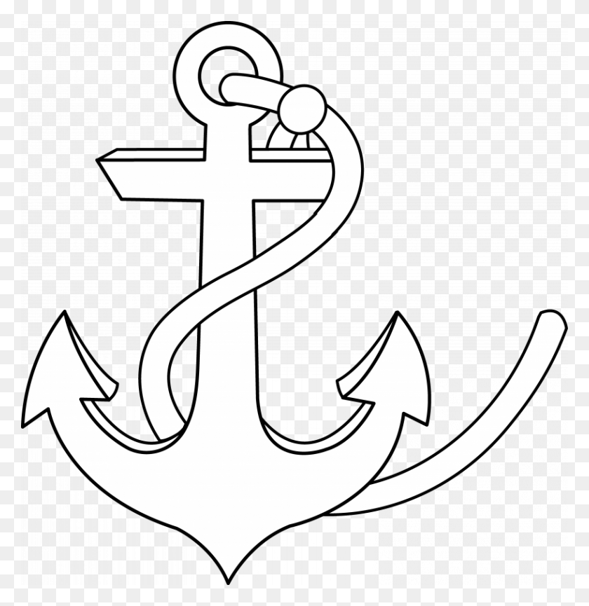 817x844 Clipart Anchor Printable Anchor White, Cross, Symbol, Hook HD PNG Download