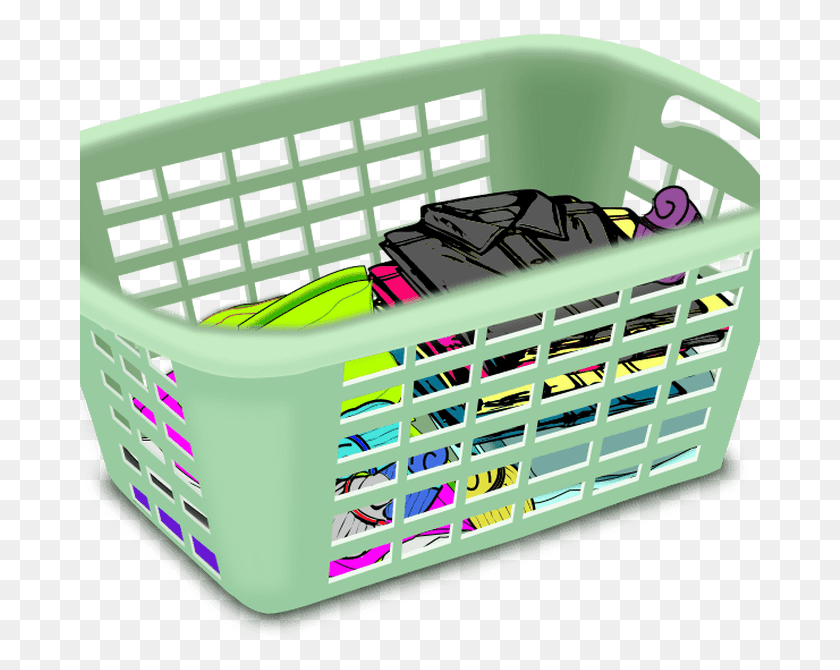 681x610 Clipart Basket With Folded Laundry Laundry Basket Clipart, Shopping Basket, Crib, Furniture HD PNG Download