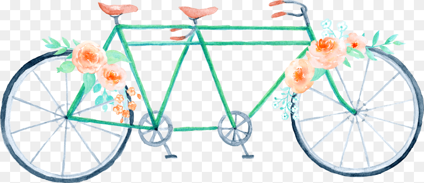 2993x1289 Bicycle Watercolor Wedding Bicycle Tandem Bicycle, Transportation, Vehicle, Machine Clipart PNG