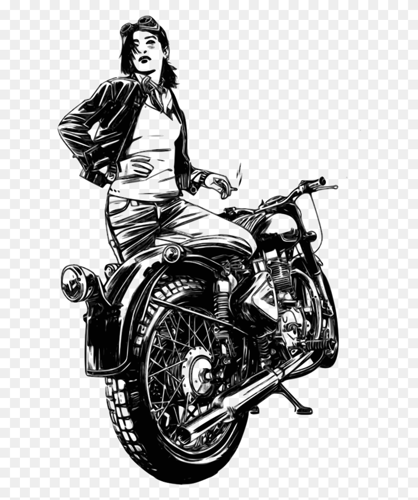 612x945 Clipart Bike Moto Woman On A Motorbike, Motorcycle, Vehicle, Transportation HD PNG Download