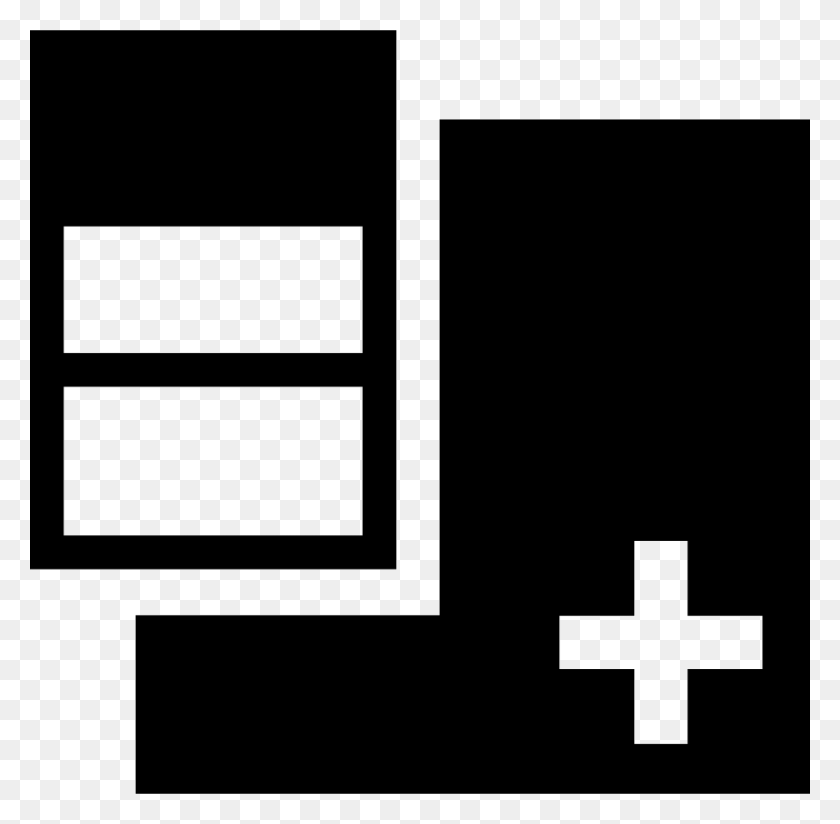 980x960 Clipart Black And White Add Square Button Cross, Symbol, Stencil HD PNG Download