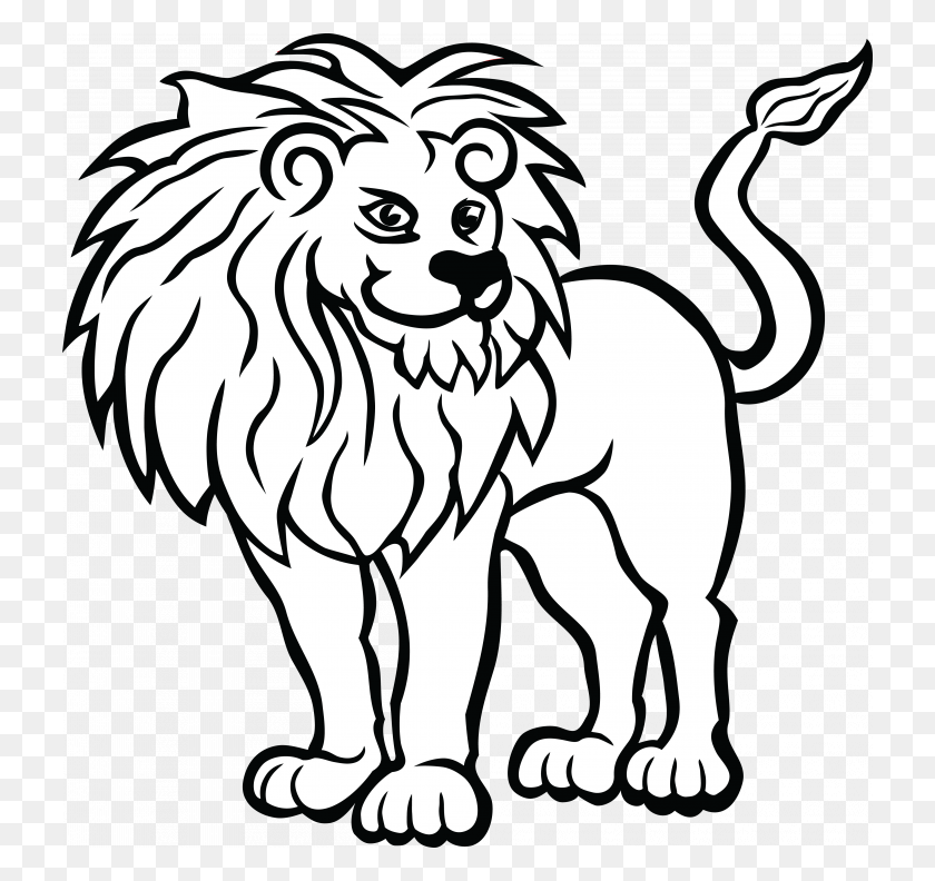 728x732 Clipart Black And White Animals, Lion, Wildlife, Mammal HD PNG Download