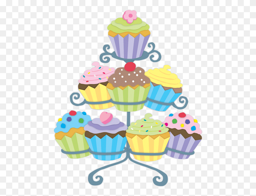 491x584 Clipart Black And White Gateaux Tubes World Cupcake Tower Clip Art, Cream, Cake, Dessert HD PNG Download