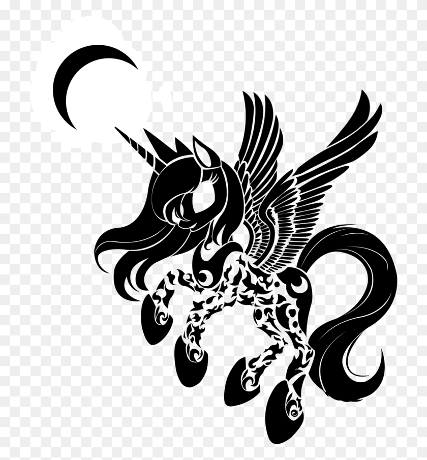 725x845 Clipart Black And White Library Possible Click On The Luna Mlp Tattoo, Symbol, Logo HD PNG Download