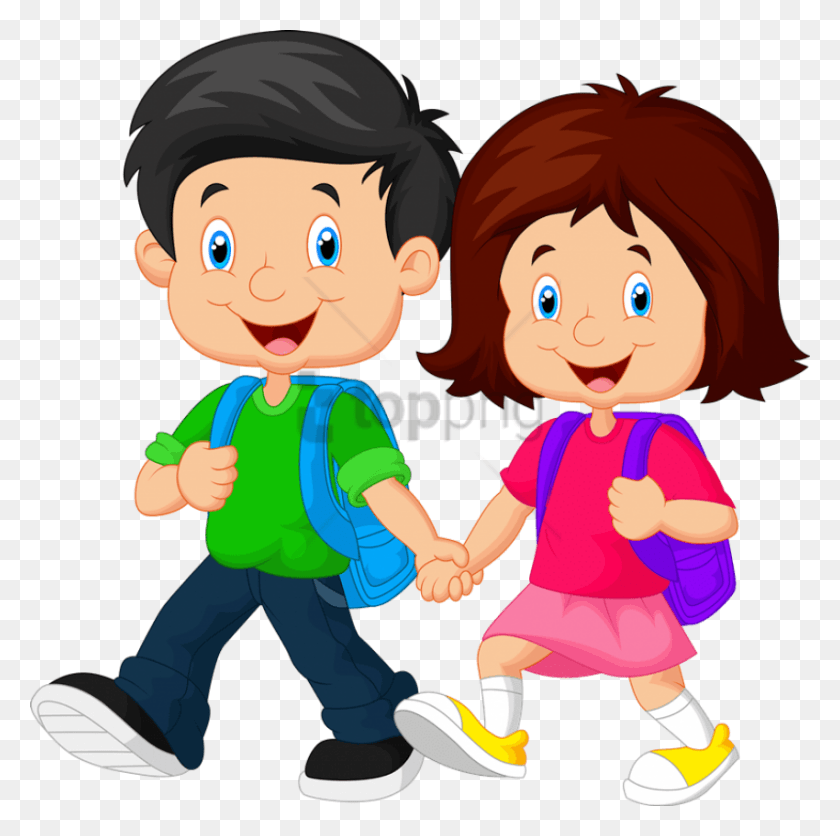 850x846 Clipart Child School Student Cartoon Girl Walking To School, Person, Human, Female HD PNG Download