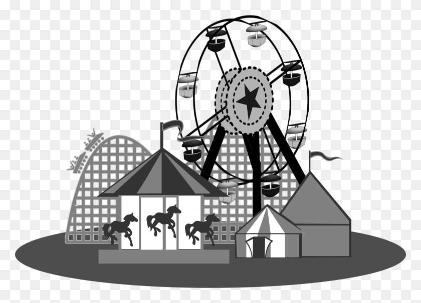2400x1682 Clipart Clip Art Amusement Park, Amusement Park, Clock Tower, Tower HD PNG Download