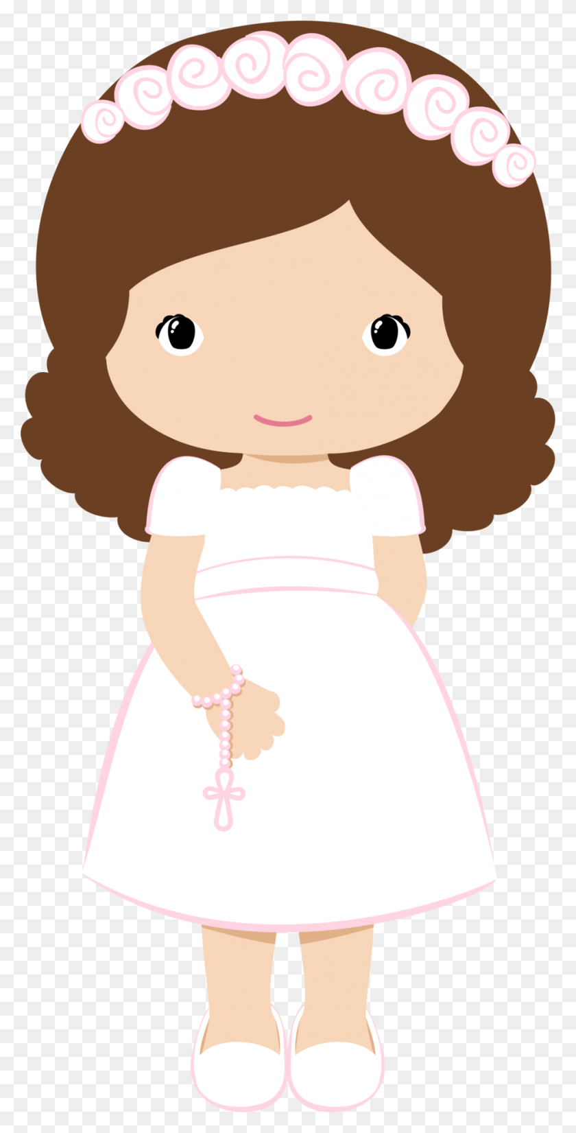 941x1920 Clipart Communion Girl Wave Hair First Communion Girl Clipart, Doll, Toy HD PNG Download