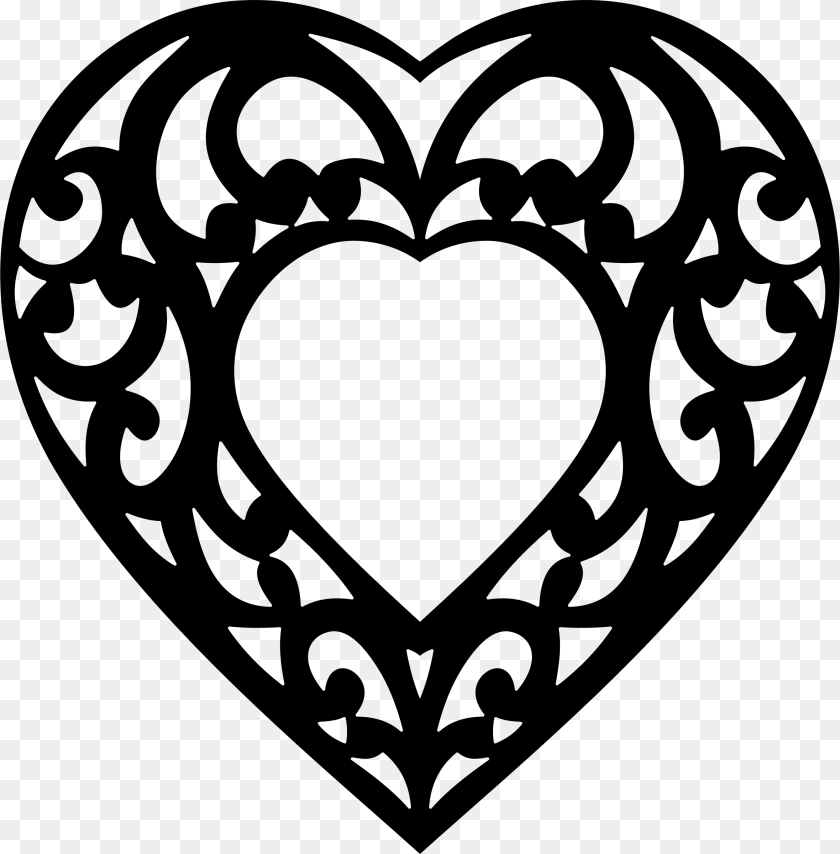 2360x2400 Decorative Heart, Gray Clipart PNG