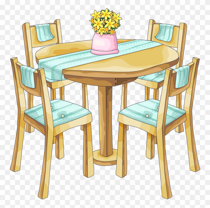 768x772 Clipart Dining Table Bg Dining Room Clipart, Furniture, Chair, Dining Table HD PNG Download
