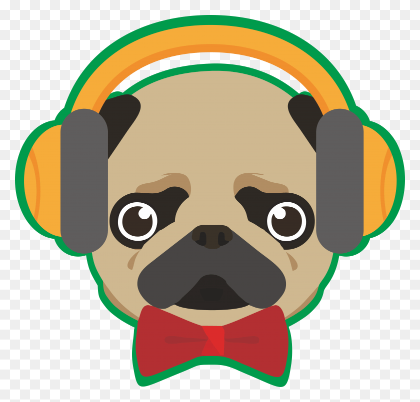 6010x5748 Clipart Dog Pug Dog, Headphones, Electronics, Headset HD PNG Download