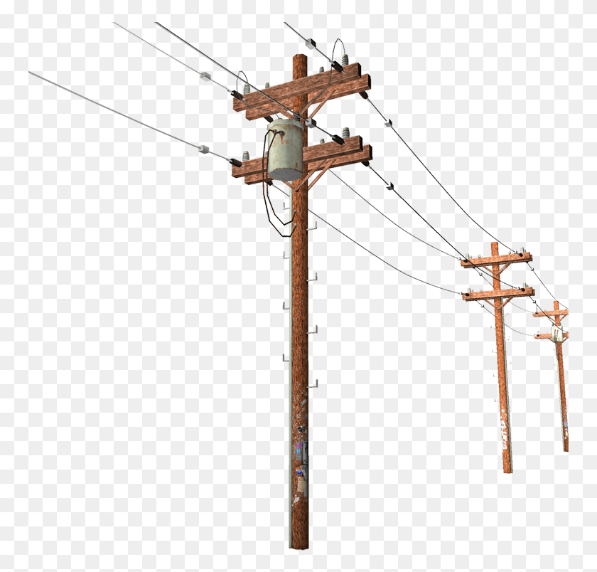 761x744 Clipart Electric Pole, Utility Pole, Cable HD PNG Download