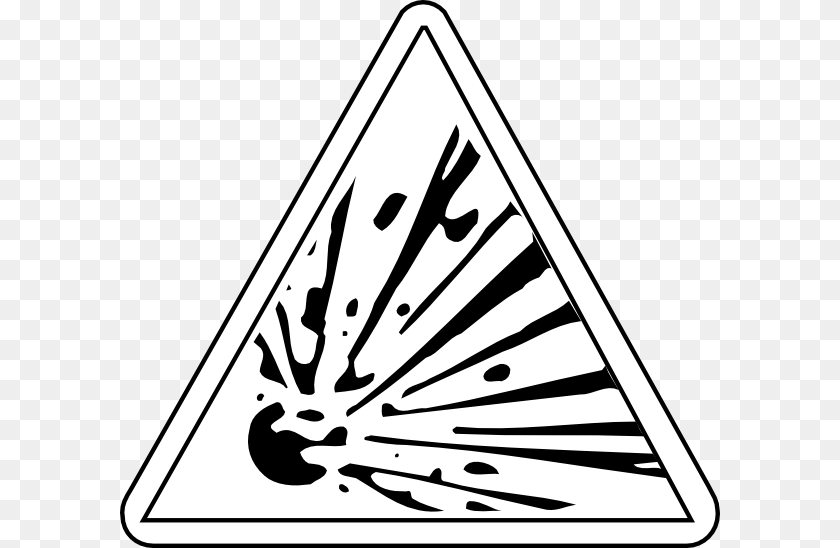 600x548 Clipart Explosion Explosive Explosive Sign Black And White, Triangle, Symbol PNG