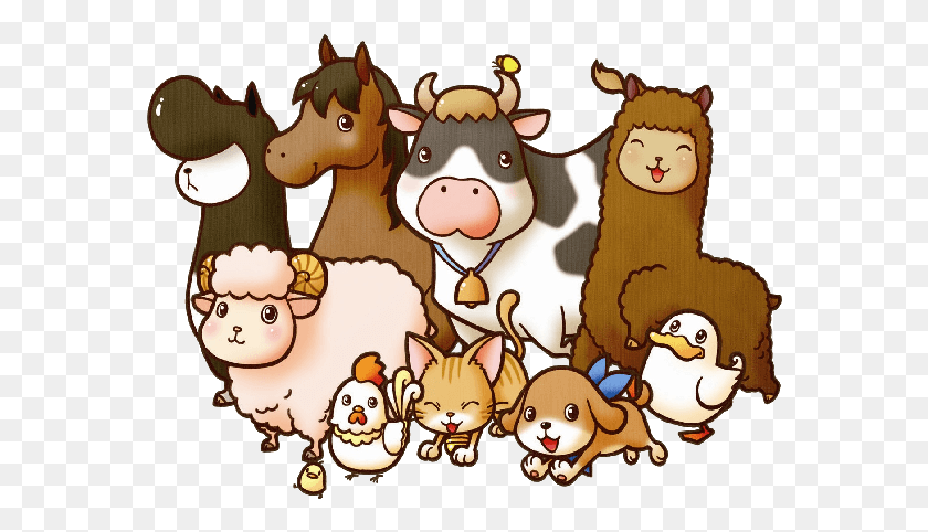 576x422 Clipart Farm Animal Group Of Farm Animals Clipart, Mammal, Cattle, Cow HD PNG Download