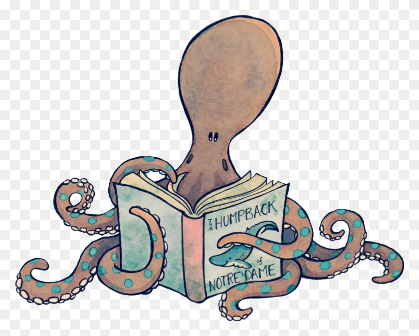 1201x944 Clipart Food Octopus Octopus Reading Clipart, Invertebrate, Sea Life, Animal HD PNG Download