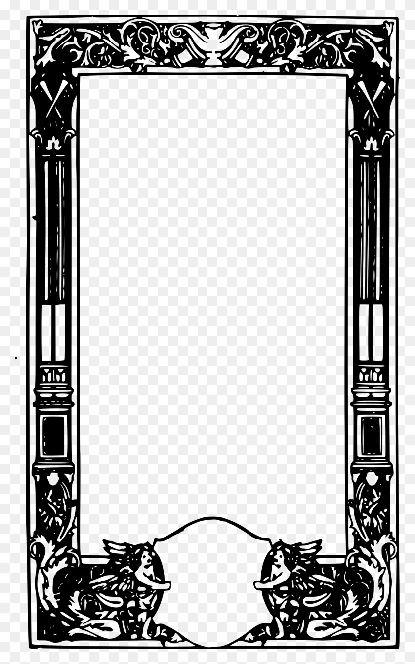 1457x2400 Clipart Frames Angel Ornate Border Clipart, Gray, World Of Warcraft HD PNG Download