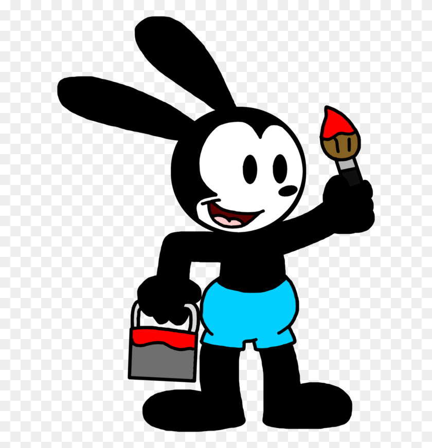 621x812 Clipart Free Stock Oswald With Paint Brush By Marcospower Oswald The Lucky Rabbit Marcospower Coloring, Juggling, Performer, Giant Panda HD PNG Download