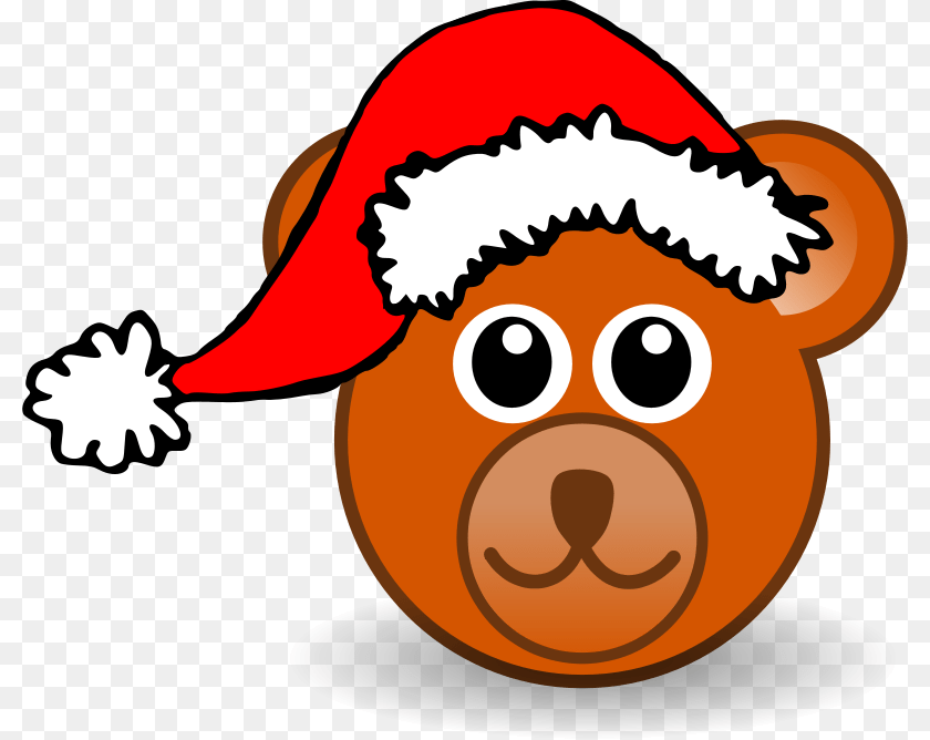 800x668 Clipart Funny Teddy Bear Face Brown With Santa Claus Hat, Baby, Person, Head, Pirate Sticker PNG