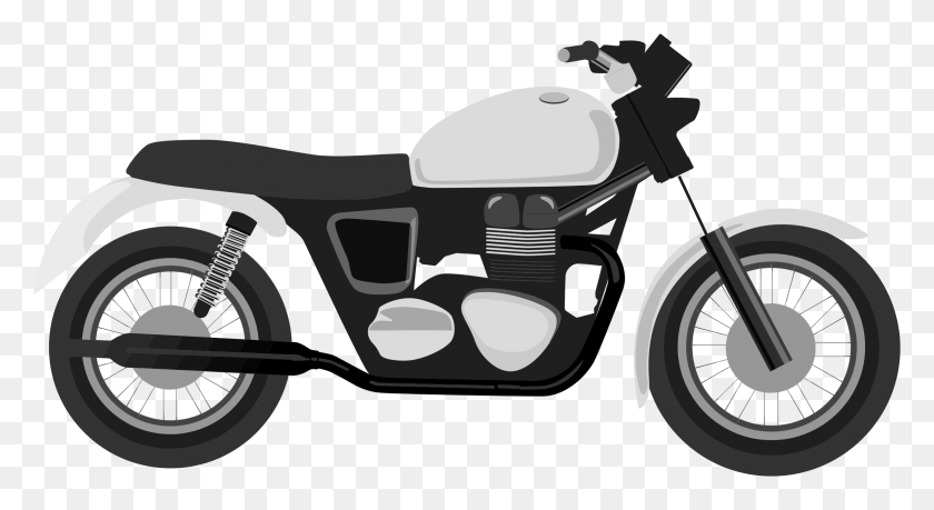 2344x1200 Clipart Grayscale Motorcycle Motorcycle, Wheel, Machine, Car HD PNG Download