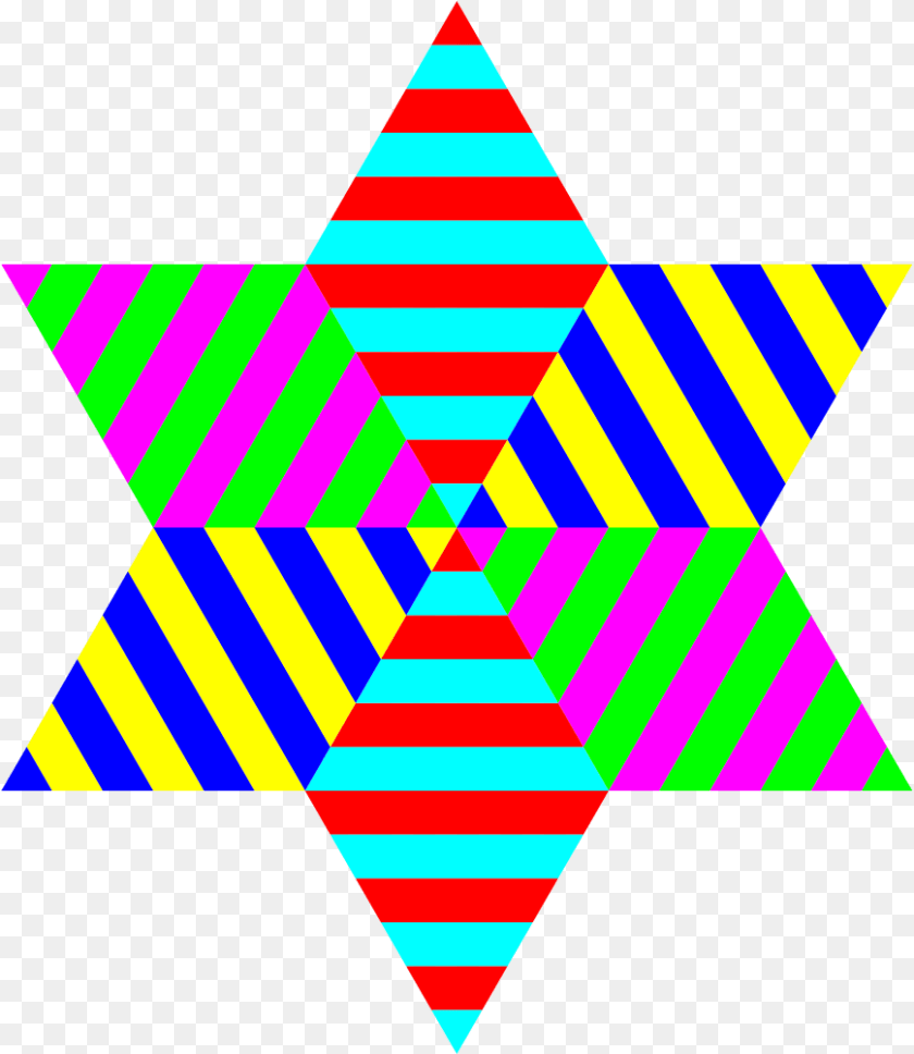869x1001 Clipart Hexagram Triangle Stripes Microsoft Office Estrellas De Multicolores Arcoiris, Pattern, Symbol PNG