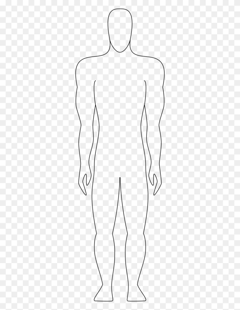 312x1024 Clipart Human Body Outline Line Art, Gray, World Of Warcraft HD PNG Download