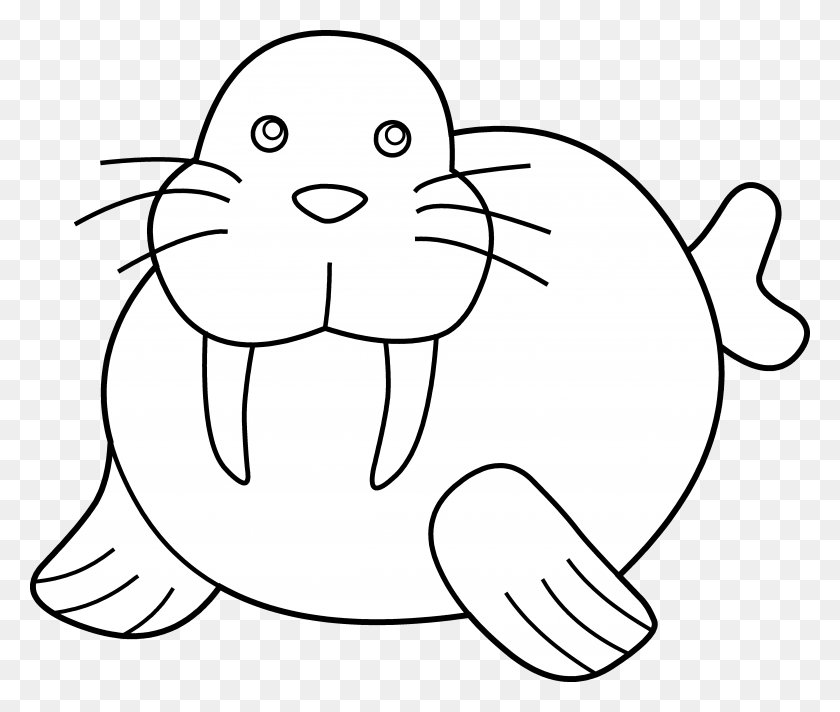 5014x4196 Clipart Info Walrus Clipart Black And White, Plush, Toy, Animal HD PNG Download