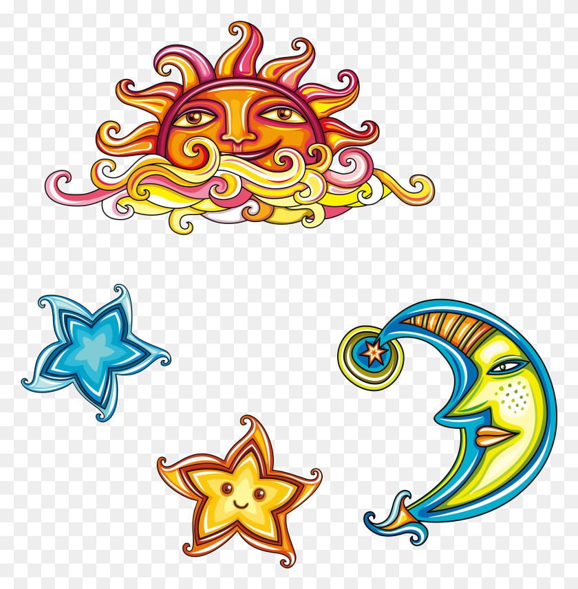 2189x2239 Clipart Library Illustration Star Transprent Free Estrella Luna Y Sol, Symbol, Graphics HD PNG Download