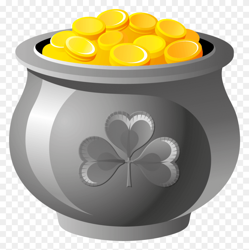 1127x1134 Clipart Library Pot Of Gold Coins Clipart St Patrick39s Pot Of Gold, Bowl, Dutch Oven, Meal HD PNG Download