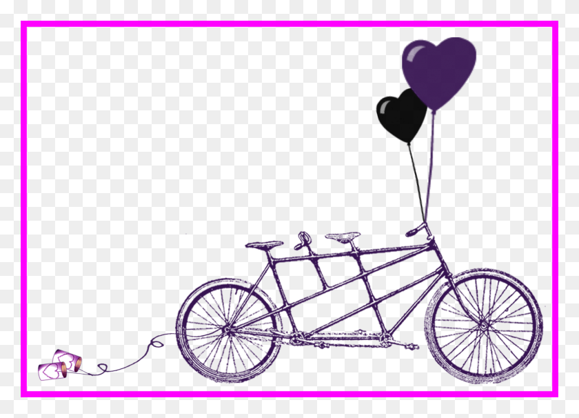 1334x934 Clipart Library Stock Marvelous Printable Old Bicycle Borders For Wedding Invitation Transparent, Tandem Bicycle, Vehicle, Transportation HD PNG Download