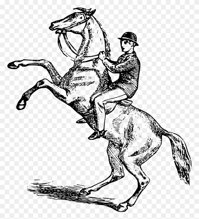 876x971 Clipart Man On A Horse Drawing, Gray, World Of Warcraft HD PNG Download