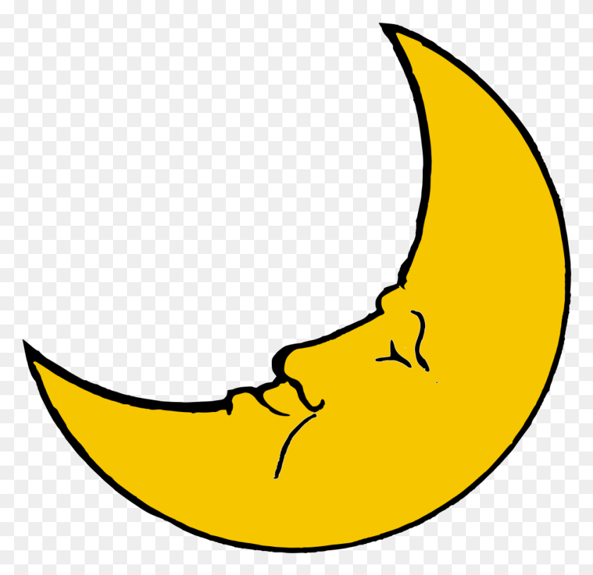 934x905 Clipart Of Moon Thehun And Banana Crescent Moon Cartoon, Outdoors, Nature, Astronomy HD PNG Download