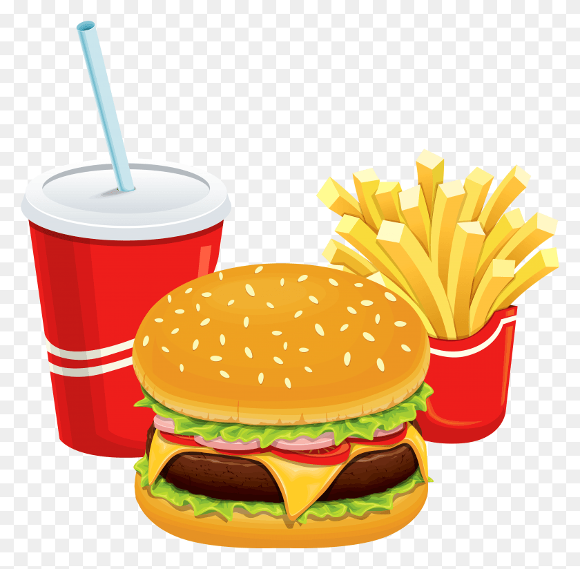 3899x3822 Clipart Of Restaurant Breakfast And Foods Hamburger Clipart Transparent, Food, Burger, Fries HD PNG Download
