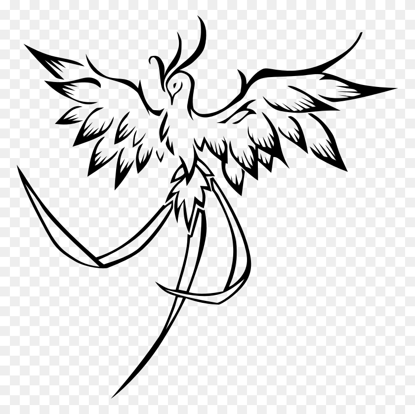 774x778 Clipart Phoenix Line Medium Image Drawings Of Phoenix Bird, Gray, World Of Warcraft HD PNG Download
