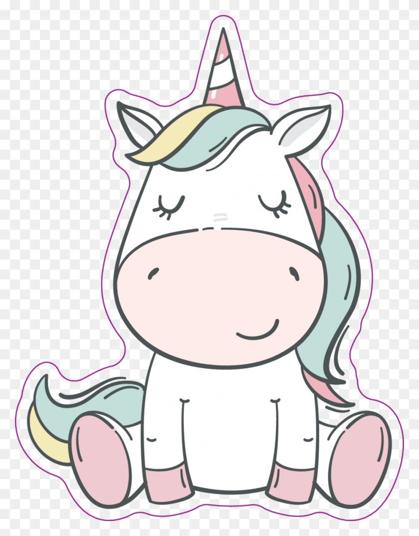 923x1200 Clipart Pink Unicorn Kawaii Stickers Transparent Clipart Cute Baby Unicorn, Pig, Mammal, Animal HD PNG Download