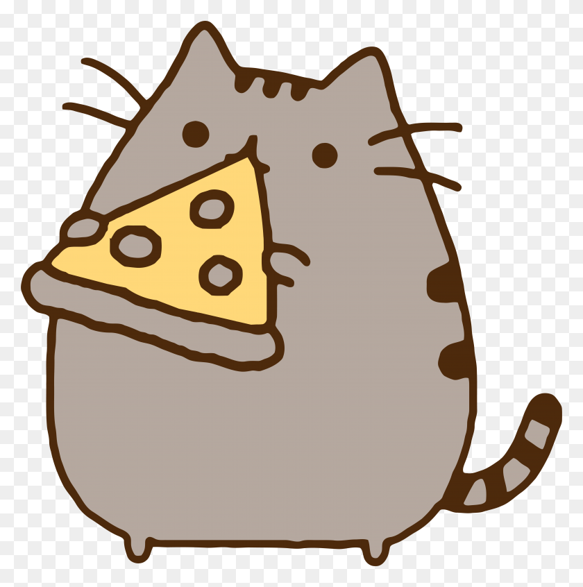 5999x6052 Clipart Pizza Clipart Cartoon Cat Eating Pizza, Bow, Food, Amphibian HD PNG Download