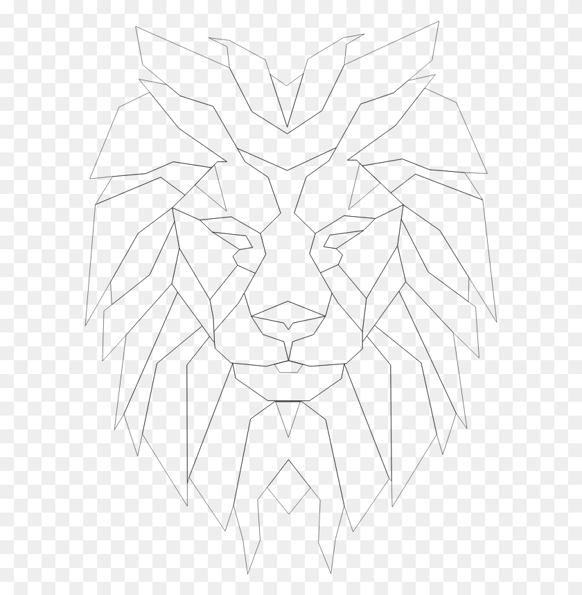 596x799 Clipart Polygonal Lion Line Art, Gray, World Of Warcraft HD PNG Download