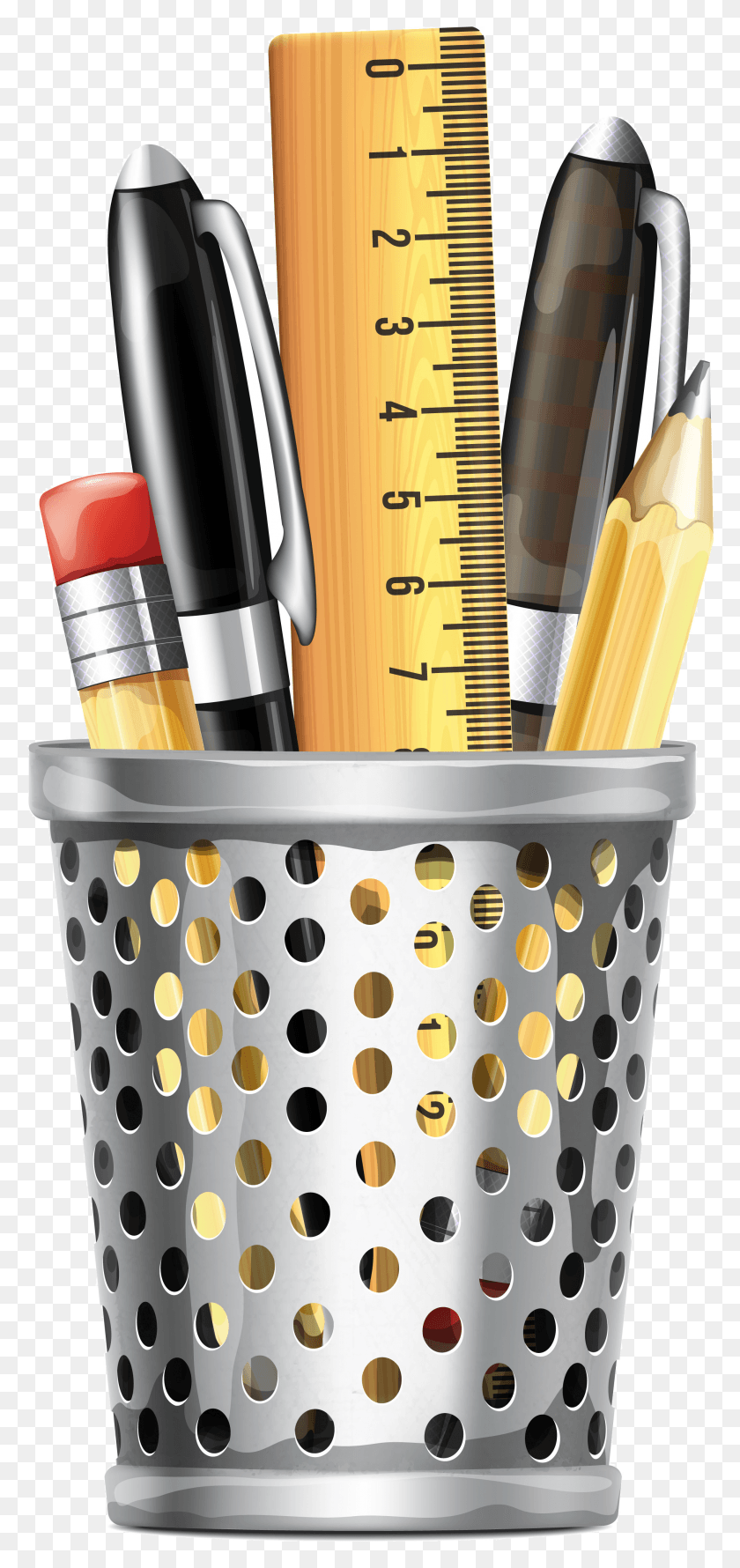 2073x4572 Clipart Ruler Stationary Pen Holder Clipart HD PNG Download