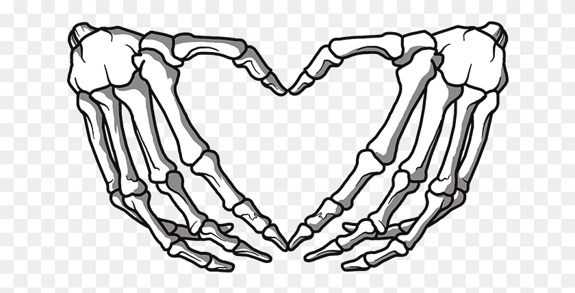 646x368 Clipart Skeleton Hands Heart, Sticker, Label, Text HD PNG Download