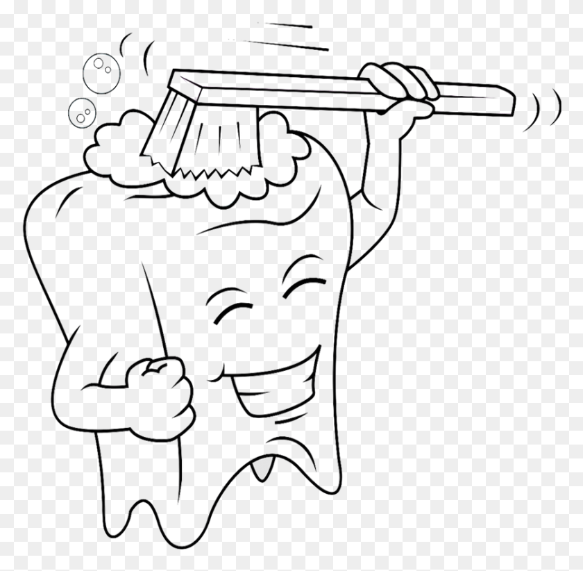 837x818 Clipart Transparent Collection Of Dentist Brush Teeth Black And White Cartoon, Leisure Activities, Musical Instrument HD PNG Download