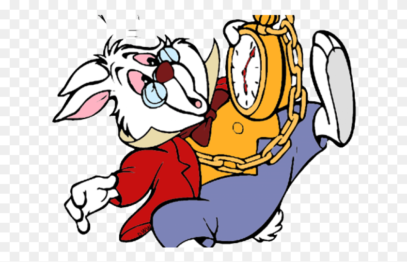 630x481 Clipart Wallpaper Blink Alice In Wonderland Rabbit With Watch, Leisure Activities, Clothing HD PNG Download