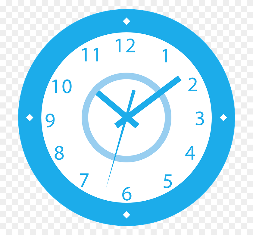 720x720 Clock Blue White Device Mechanical Time Round Thirty Five Past Four, Analog Clock HD PNG Download