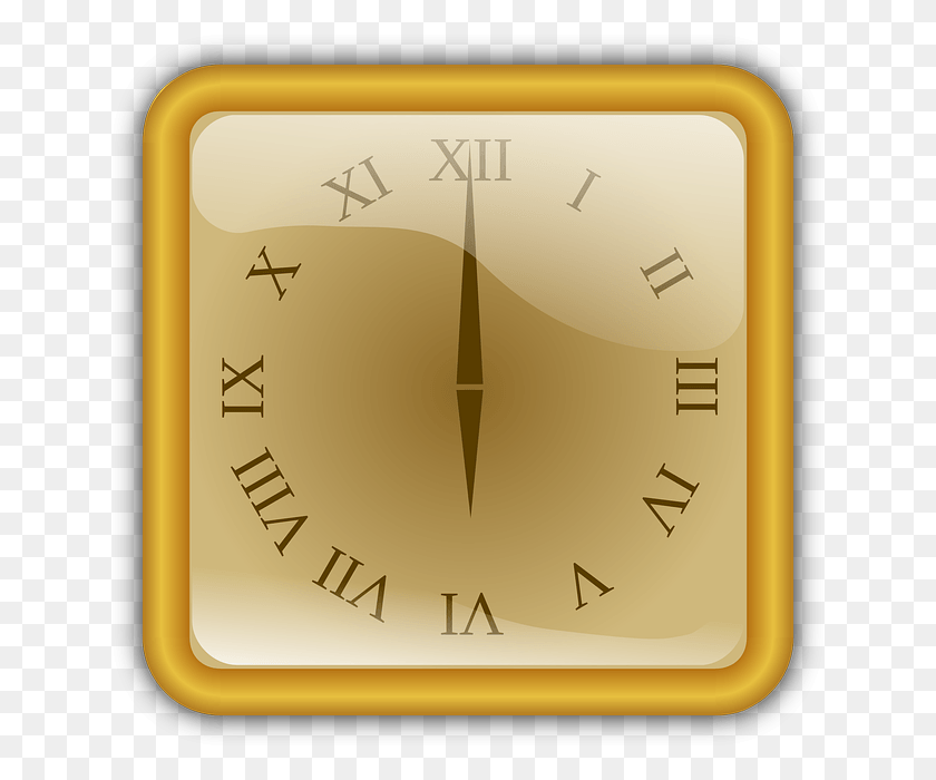 640x640 Clock Golden Number Roman Square Watch Square Object Clip Art, Compass, Analog Clock, Sundial HD PNG Download