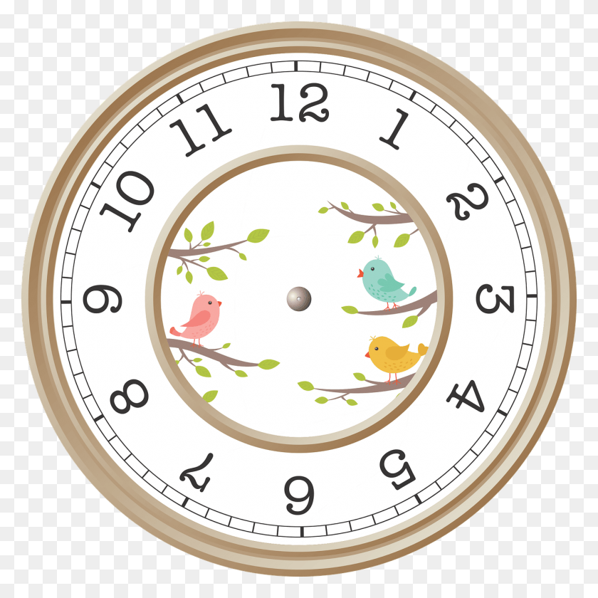 1280x1280 Clock With Birds On Twigs, Analog Clock, Clock Tower, Tower HD PNG Download