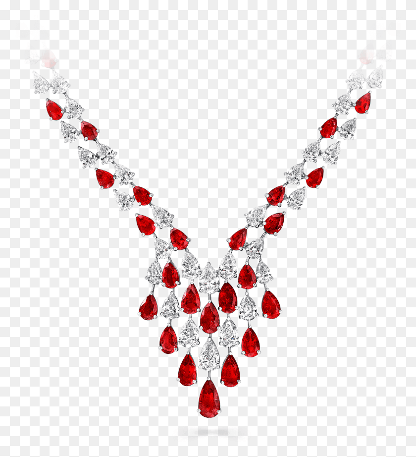 1750x1934 Close Up Of A Graff Pear Shape Ruby And Diamond Necklace Necklace, Jewelry, Accessories, Accessory HD PNG Download
