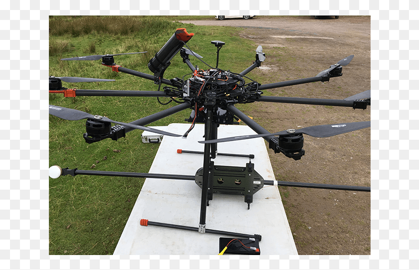 646x481 Close Up Of Multicopter Uav With Routescene Mounting Helicopter Rotor, Tripod, Weapon, Weaponry HD PNG Download